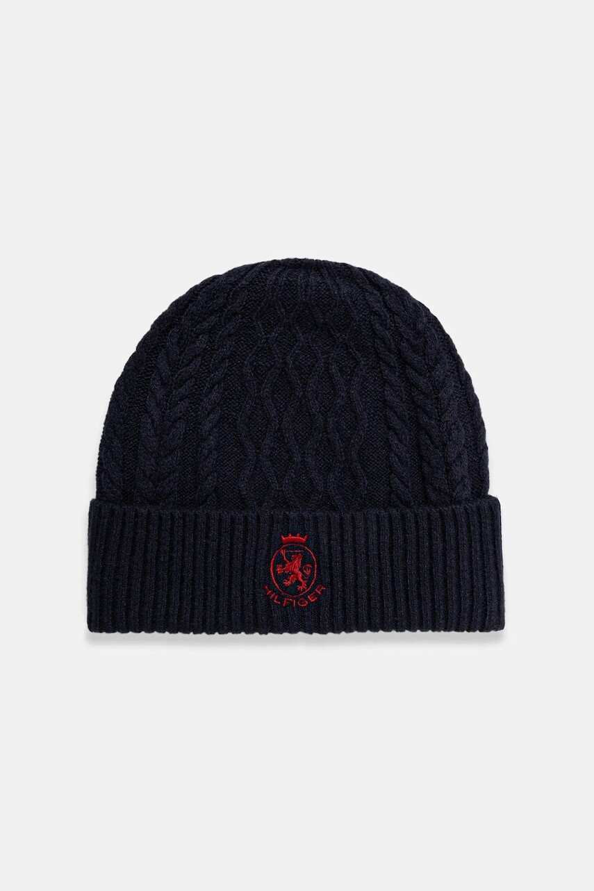 Čiapka Tommy Hilfiger tmavomodrá farba, AM0AM13828