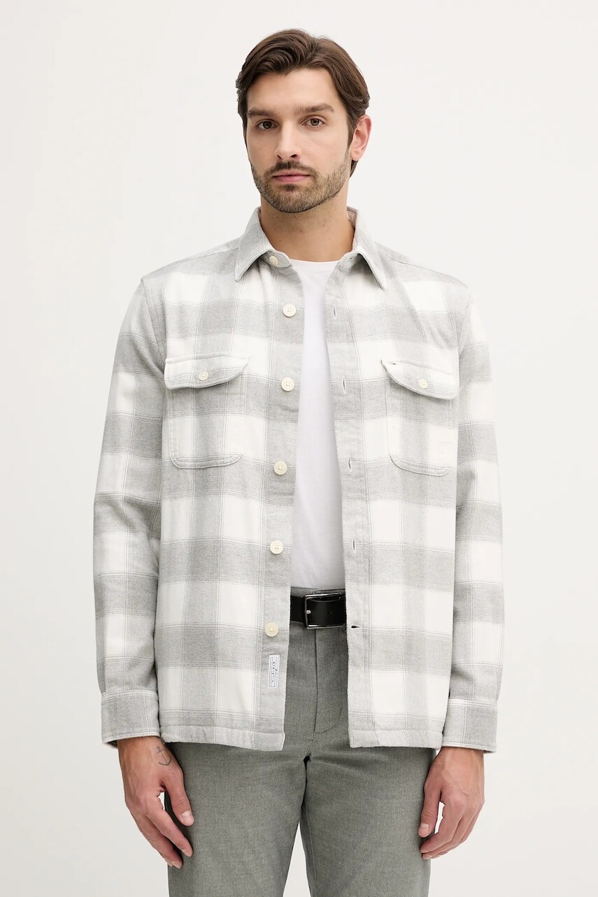 Bavlnená košeľa Tommy Hilfiger šedá farba, regular, s klasickým golierom, MW0MW40483