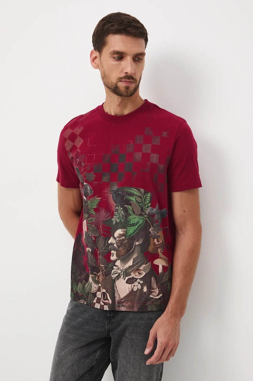 Bavlnené tričko Medicine pánske, červená farba, s potlačou