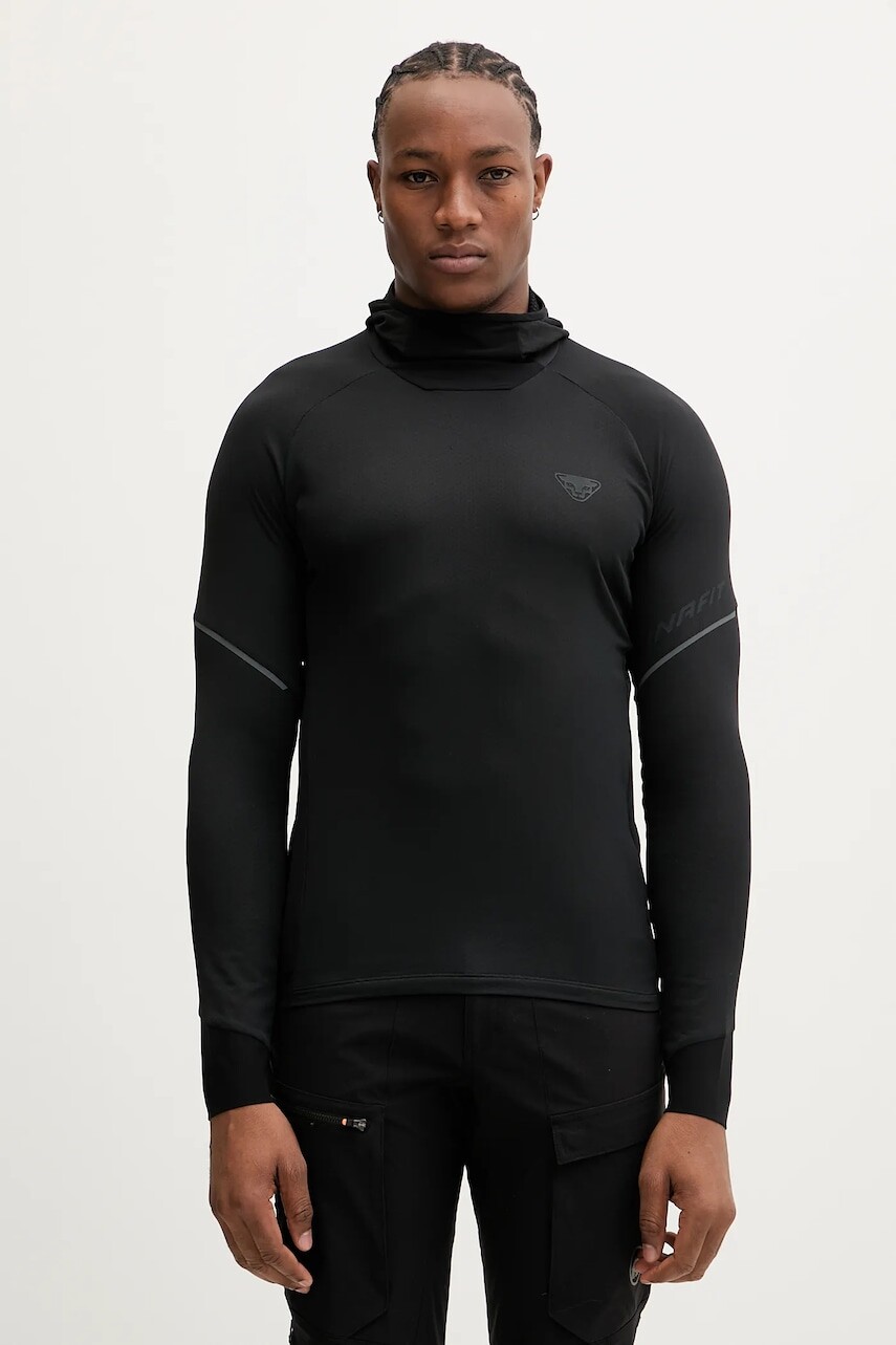 Outdoorová mikina Dynafit Alpine čierna farba, s kapucňou, s potlačou, 08.0000071988