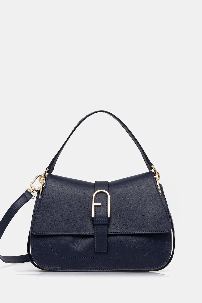 Kožená kabelka Furla tmavomodrá farba, WB00996.BX2045.4533S