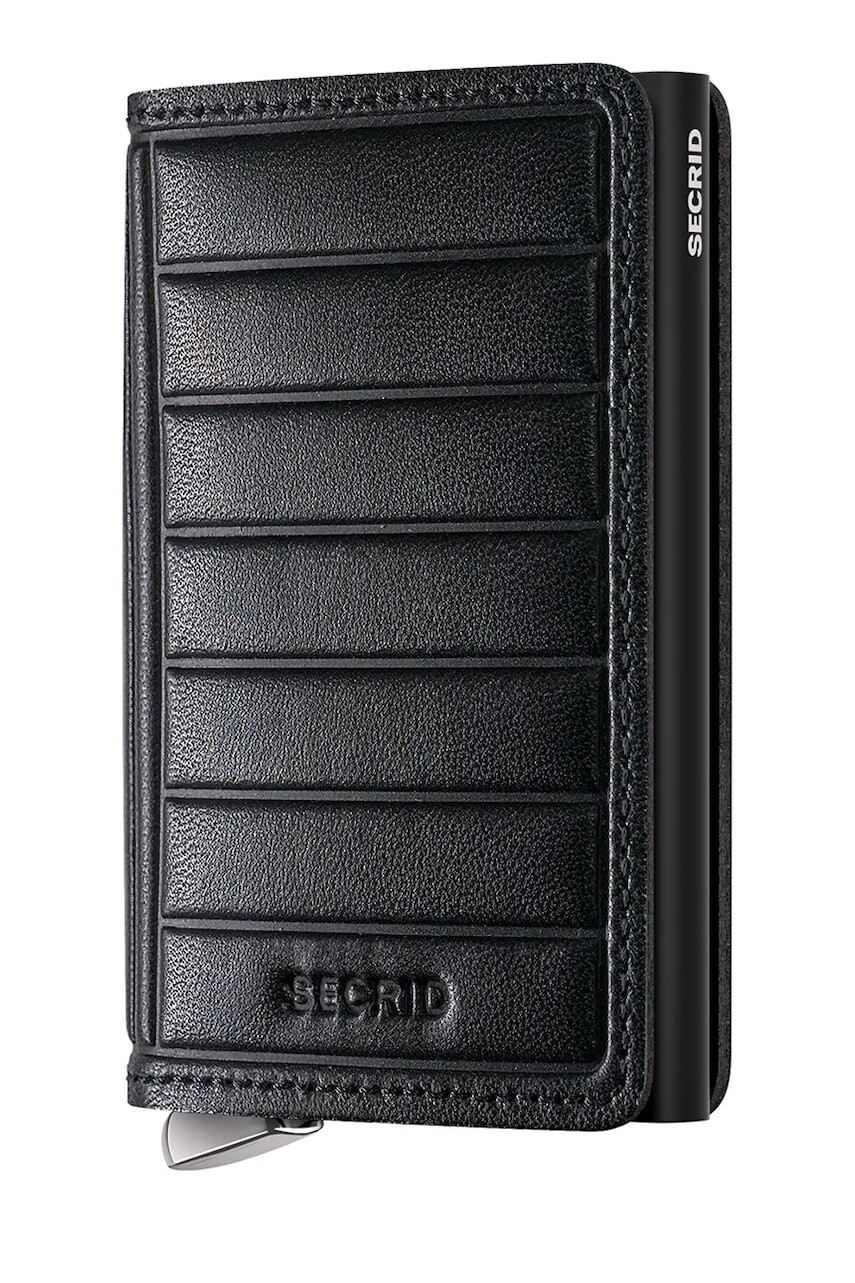 Kožená peňaženka Secrid EMBOSS LINES čierna farba