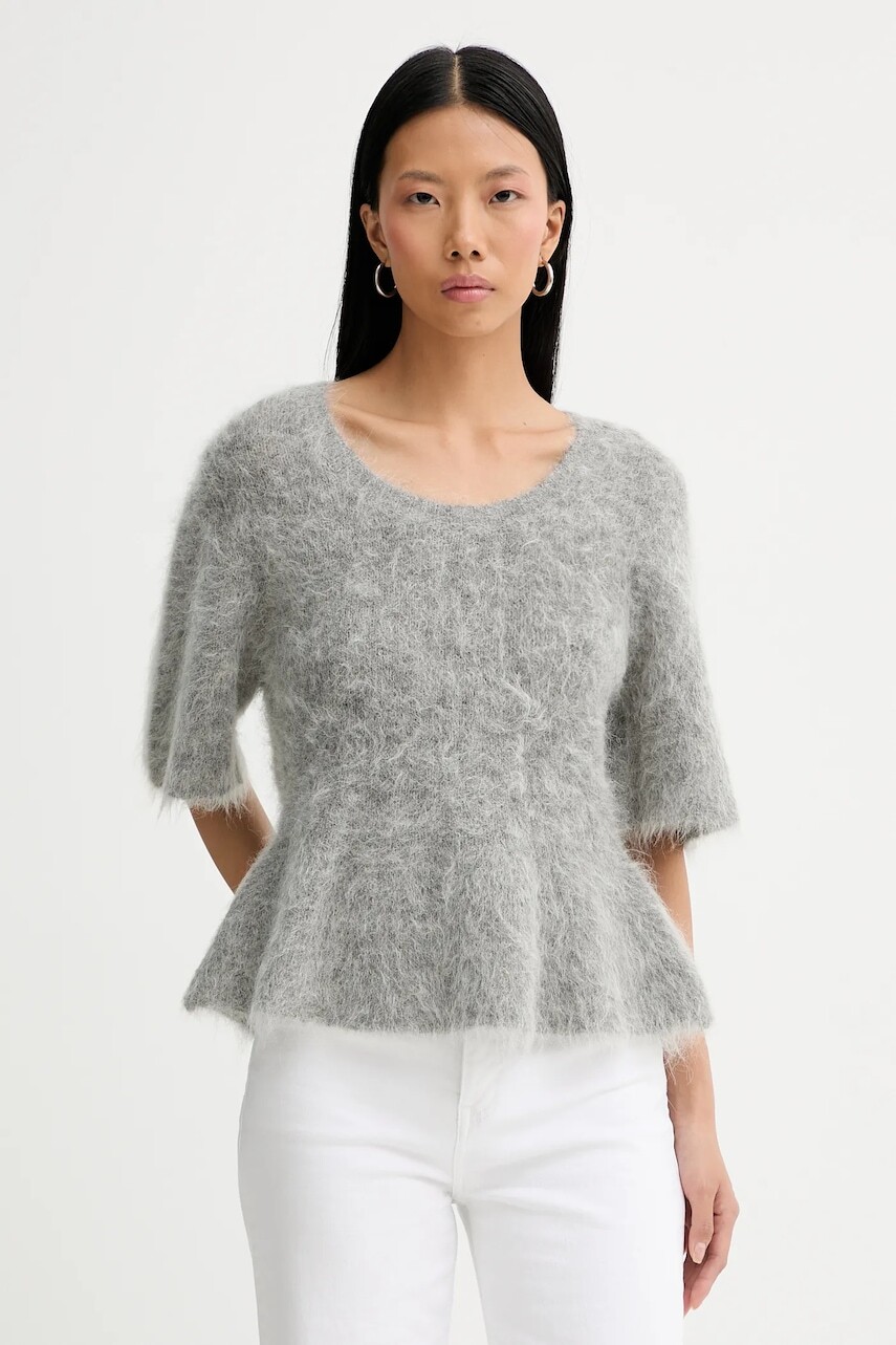 Sveter s prímesou vlny MUNTHE RYLALINE šedá farba, 254160325470