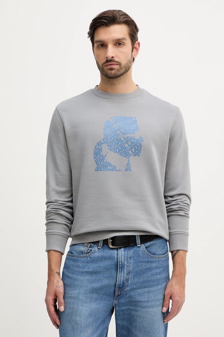 Bavlnená mikina Karl Lagerfeld šedá farba, s potlačou, 554917.705405