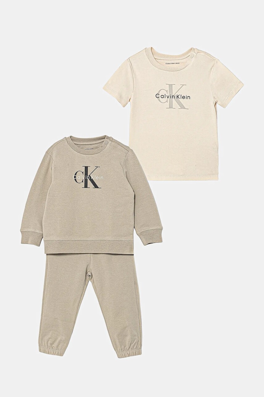 Tepláková súprava pre bábätká Calvin Klein Jeans béžová farba, IN0IN00336