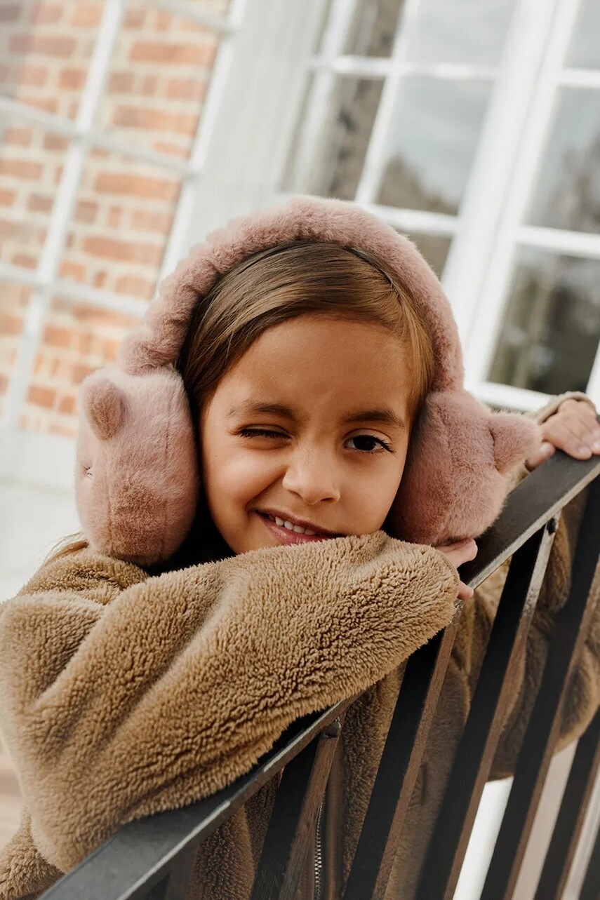 Detské chrániče na uši Liewood Timothy Plush Cat Ear Warmers oranžová farba, LW20807