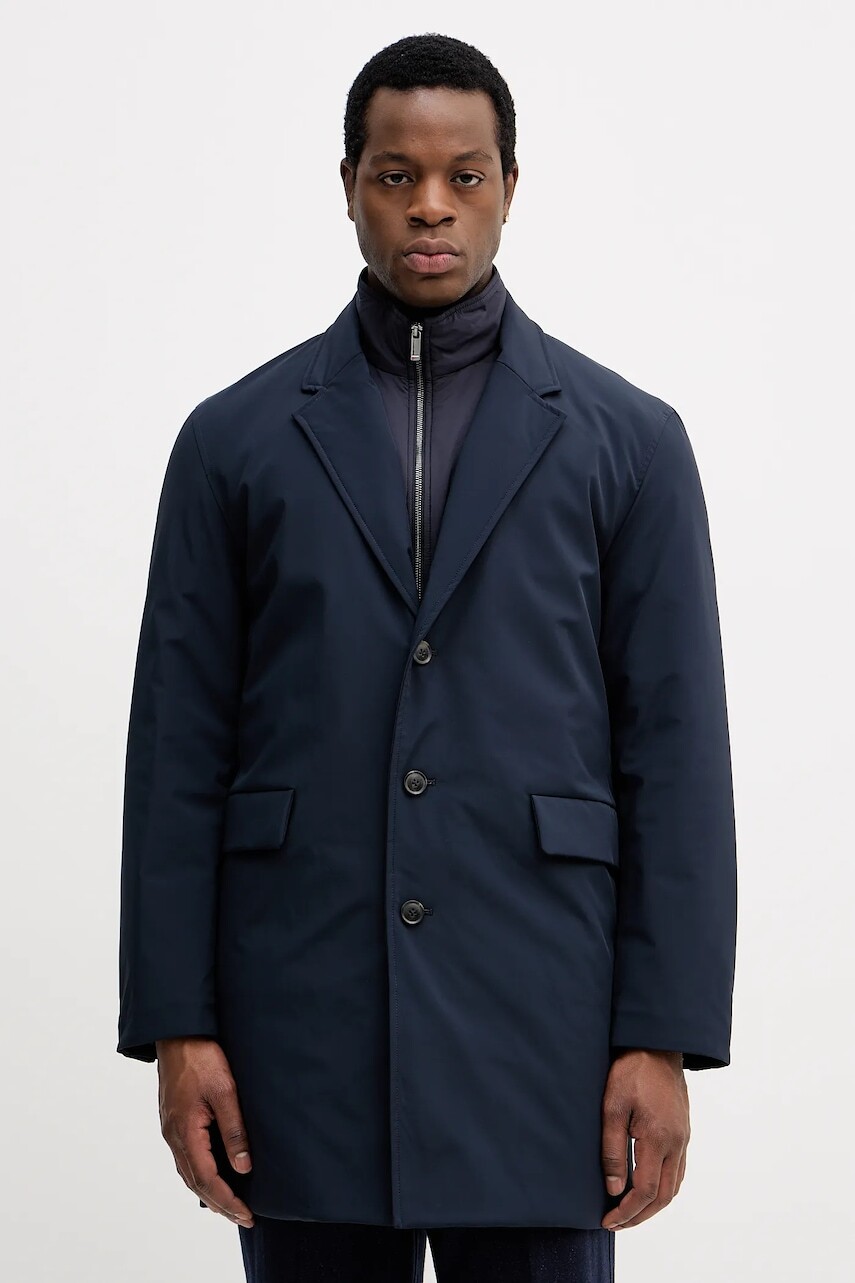 Kabát Tommy Hilfiger tmavomodrá farba, MW0MW40766