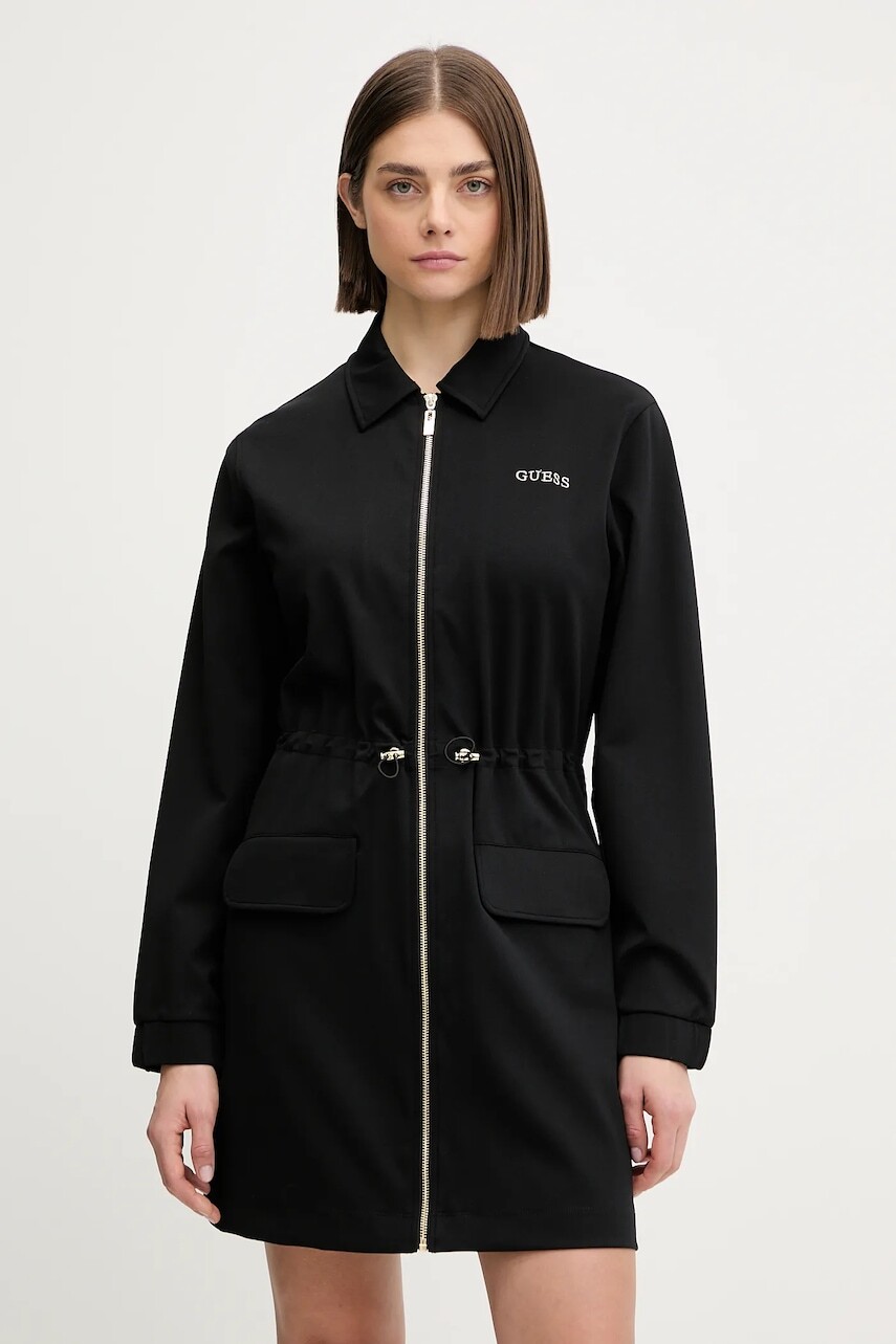 Šaty Guess CARLA čierna farba, mini, áčkový strih, V5YK04 KCX42