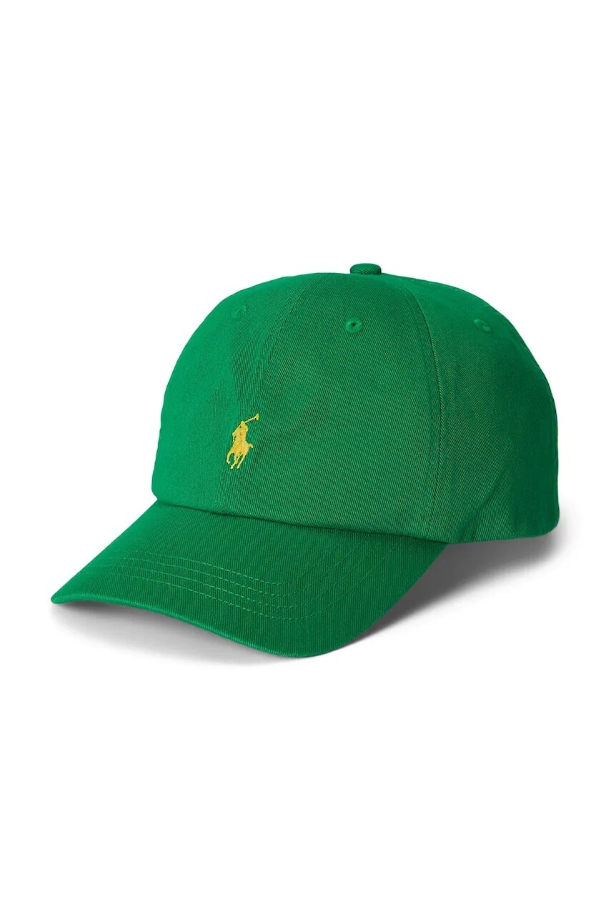 Detská bavlnená šiltovka Polo Ralph Lauren zelená farba, 323785653502