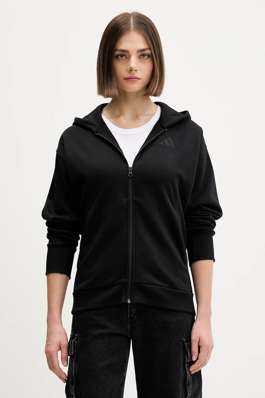 Mikina adidas All SZN čierna farba, s kapucňou, jednofarebná, IX3809