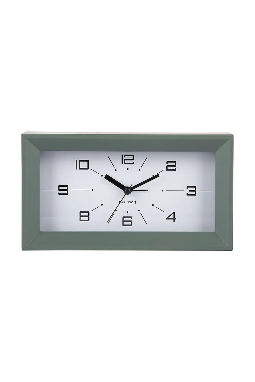 Budík Karlsson Lujo Rectangle 20 x 11 x 5,5 cm zelená farba