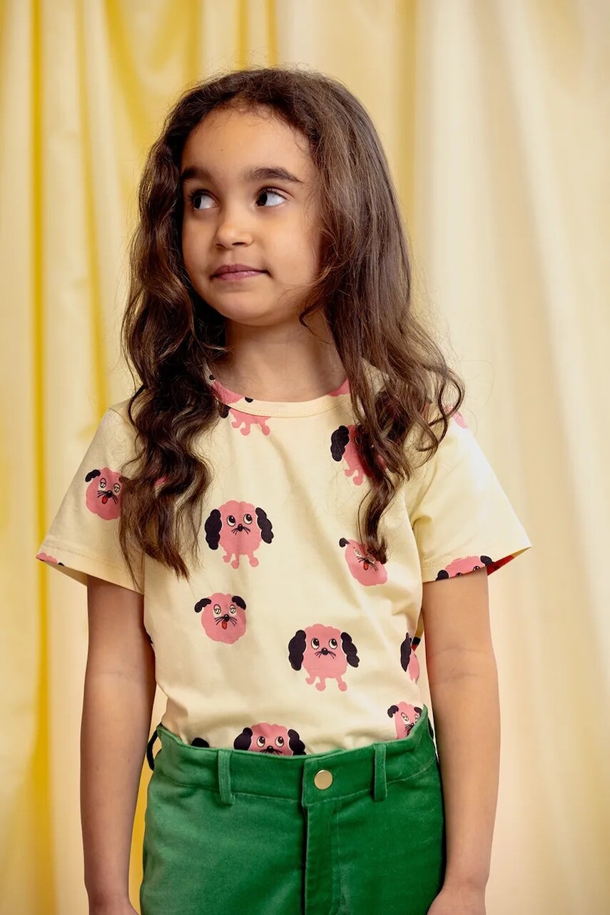 Detské tričko Mini Rodini Doggie žltá farba, vzorované, 26120111