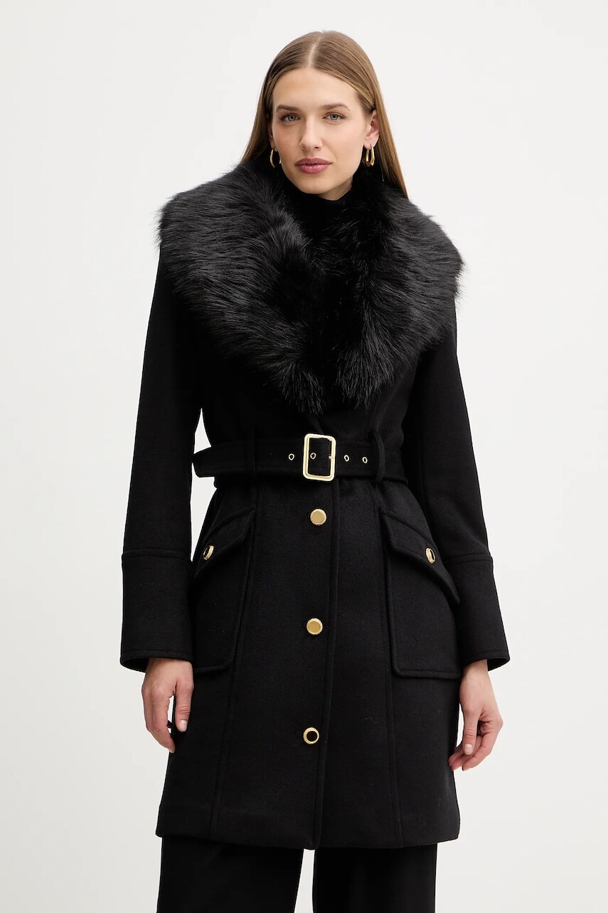 Kabát s prímesou vlny Marciano by Guess ALICE čierna farba, 5BGL26 1799Z