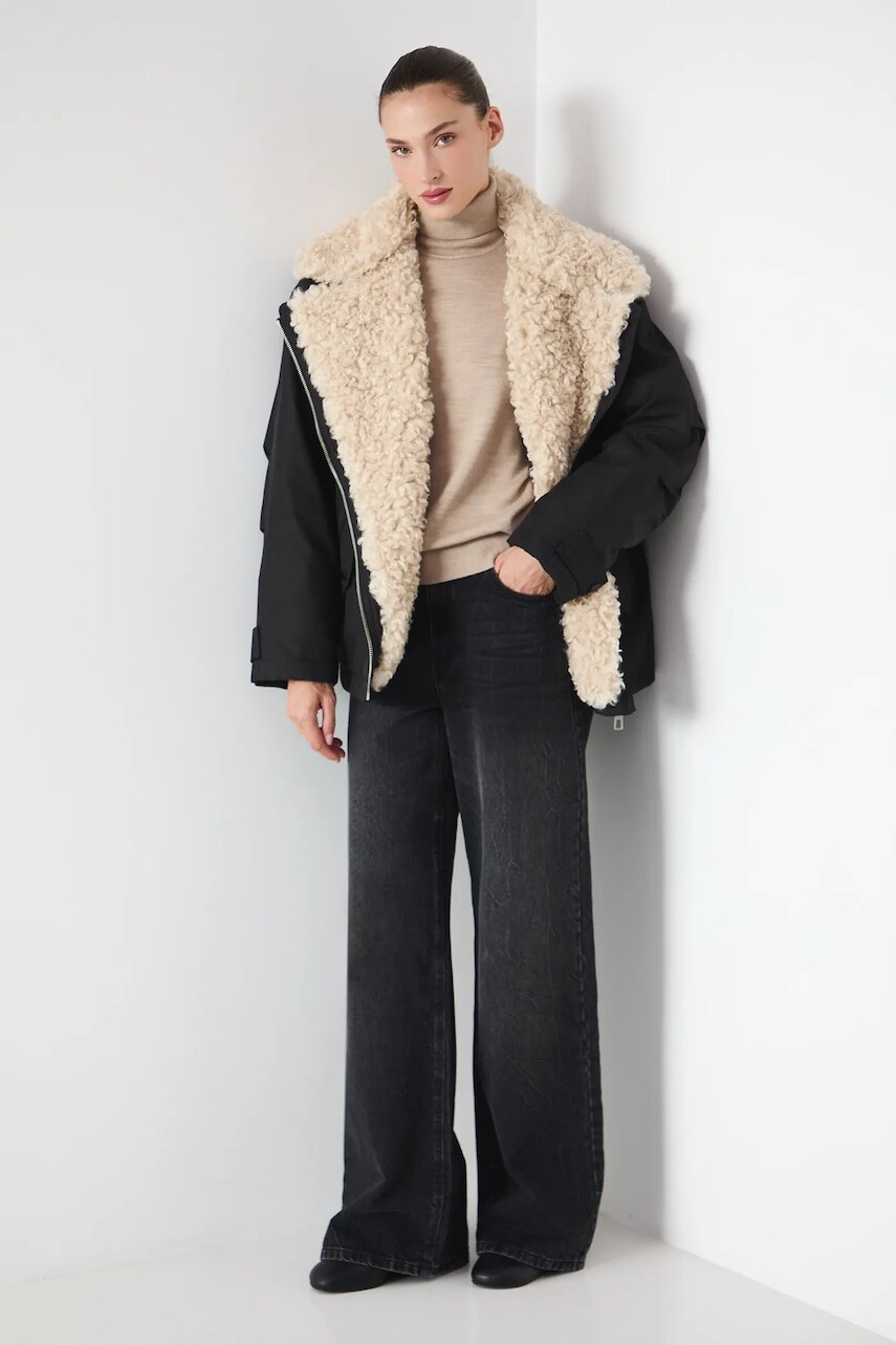 Motorkárska bunda Medicine čierna farba, zimná, oversize