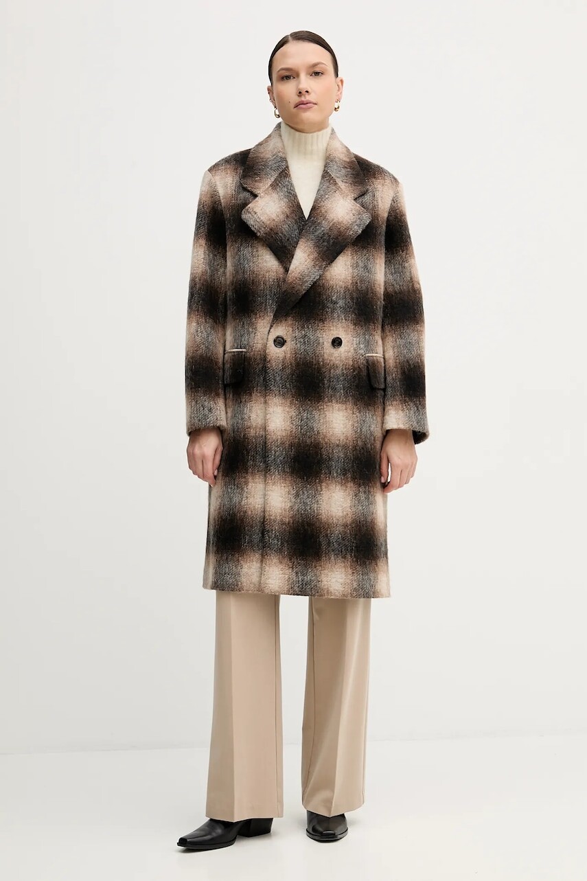 Kabát s prímesou vlny Joop! hnedá farba, 30047890