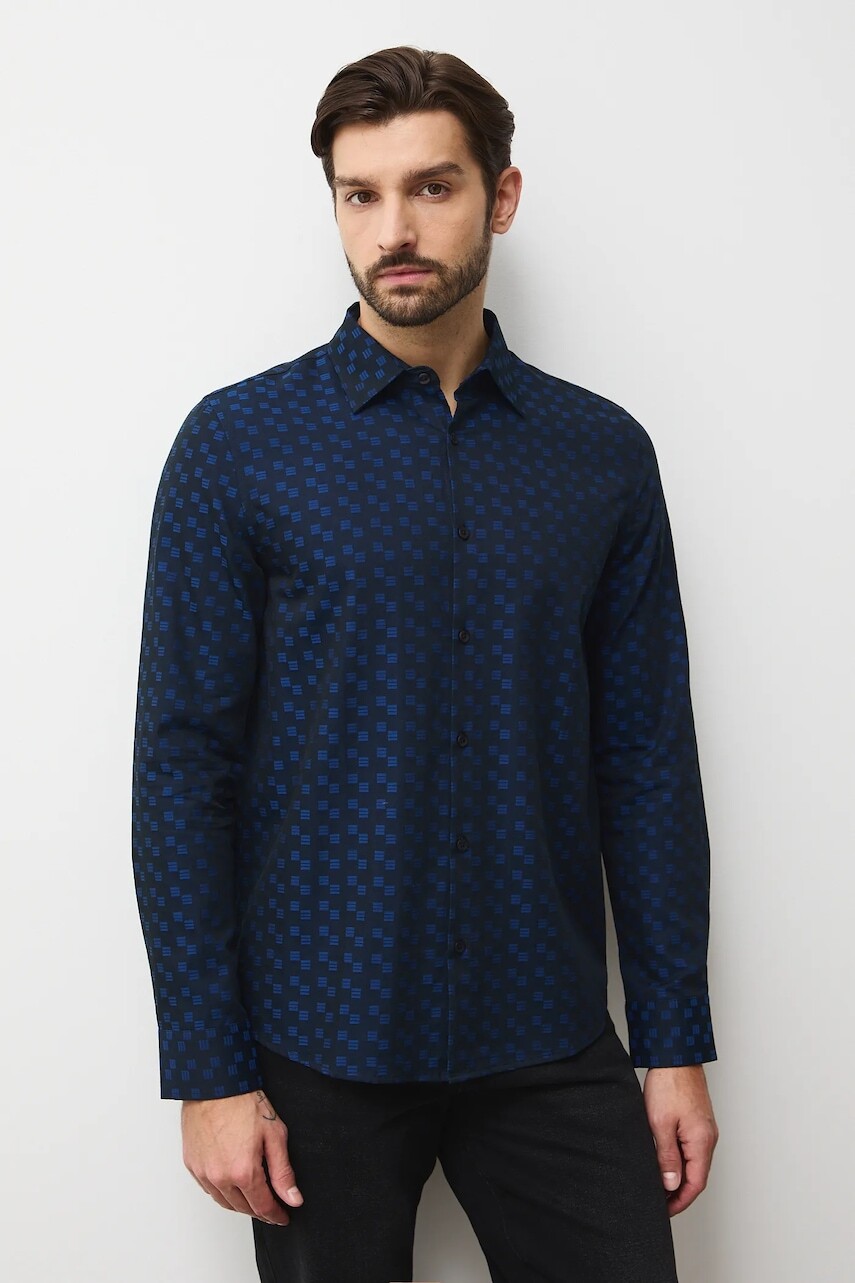 Bavlnená košeľa Medicine tmavomodrá farba