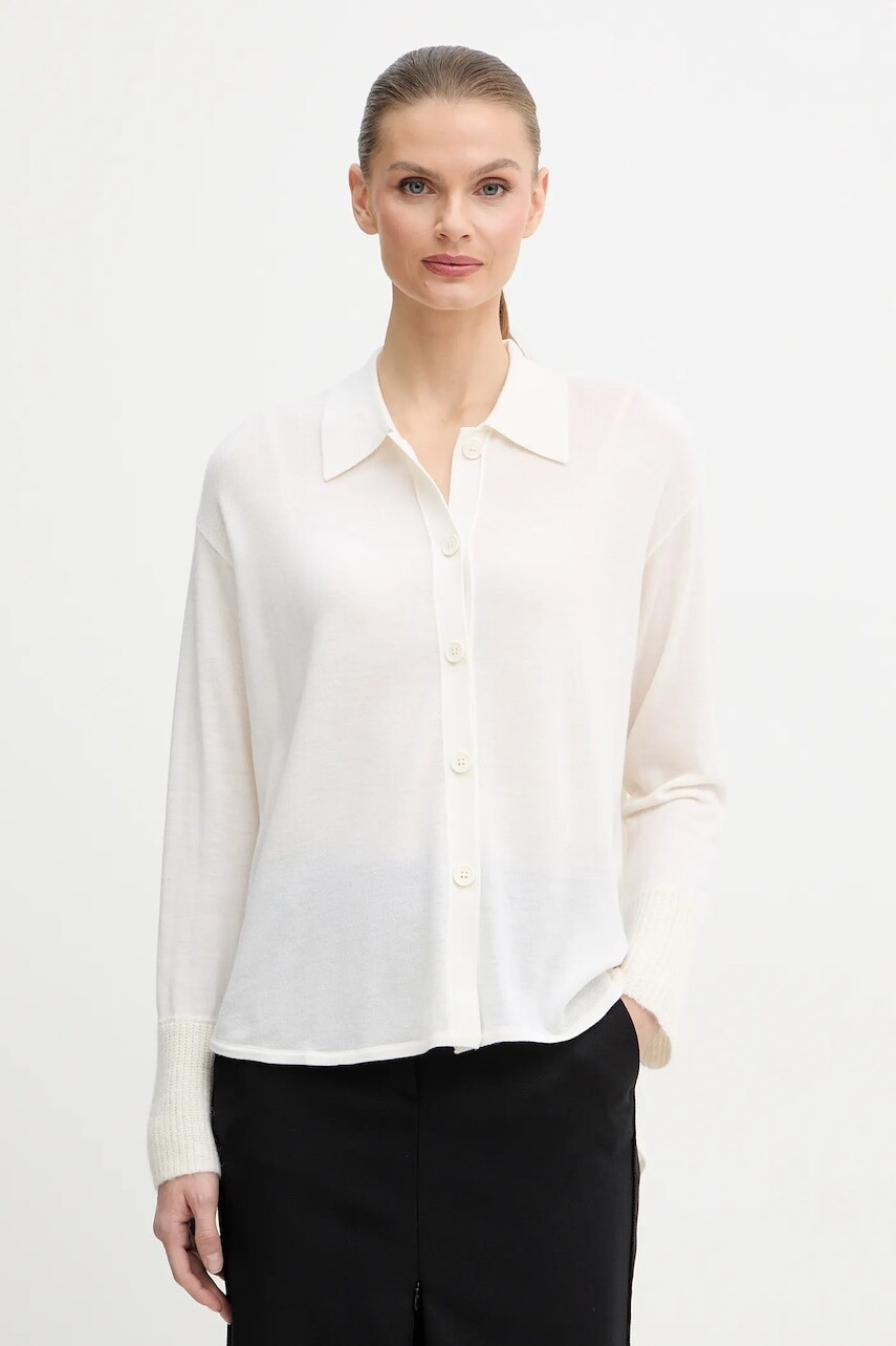 Vlnený kardigán Armani Exchange béžová farba, ľahký, XW000773 AF16602