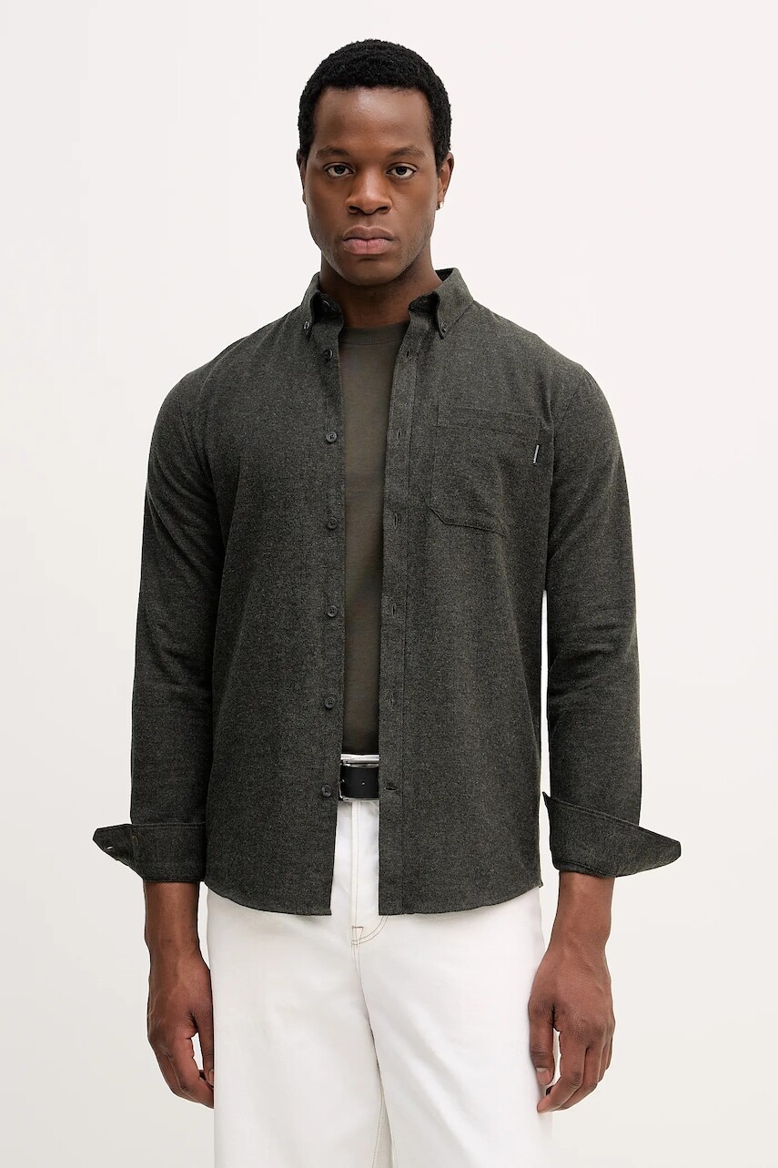 Bavlnená košeľa Lindbergh zelená farba, regular, s klasickým golierom, 30.225050