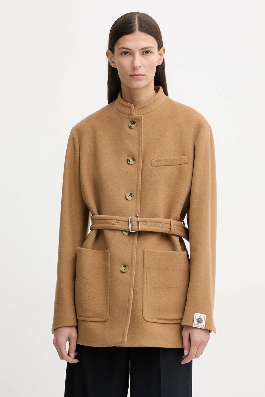 Kabát s prímesou vlny Bally béžová farba, WOU07G