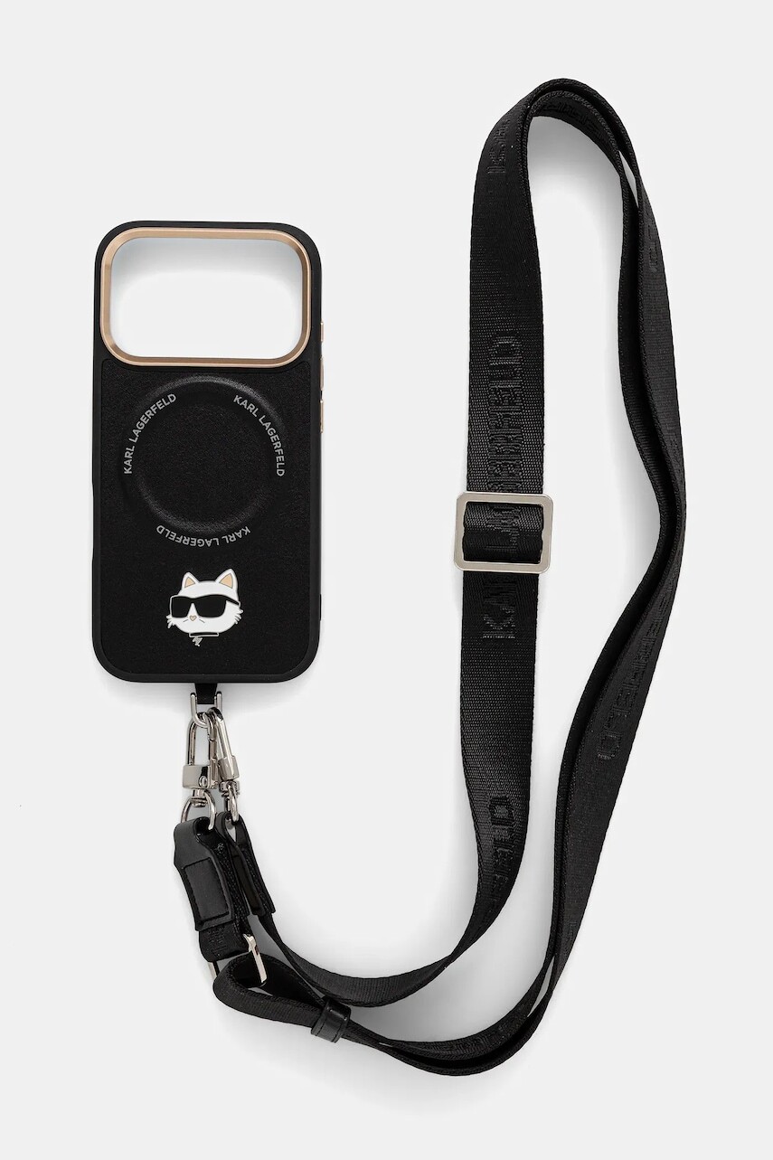 Puzdro na mobil Karl Lagerfeld iPhone 17 Pro čierna farba, KLHMP17LPCRLRCHK