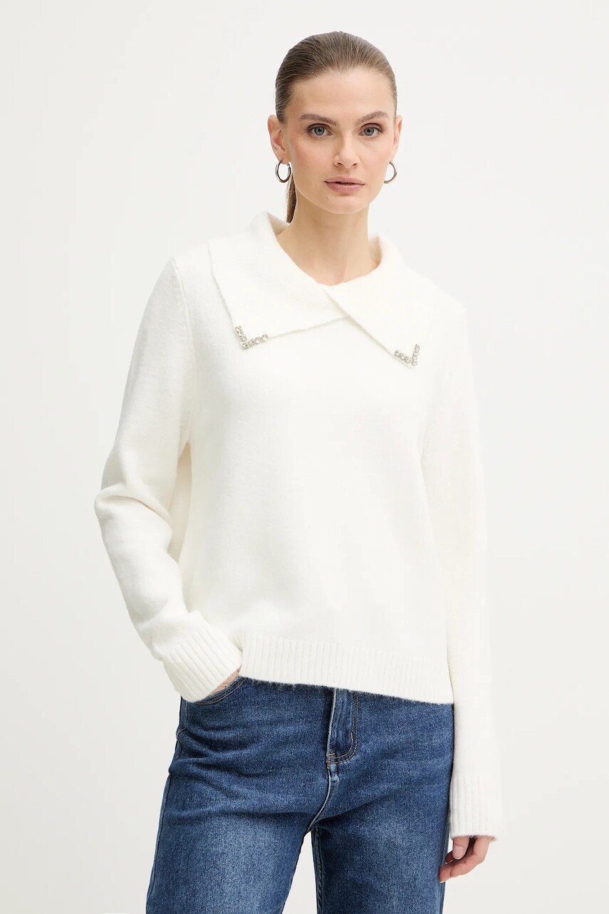 Sveter s prímesou vlny Morgan béžová farba, MISTRAL