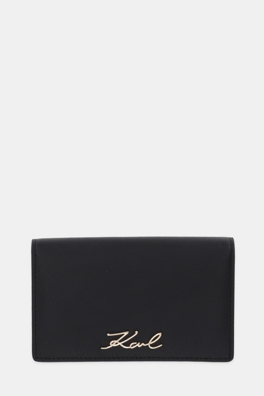 Kožená peňaženka Karl Lagerfeld K/SIGNATURE čierna farba, B1W32035