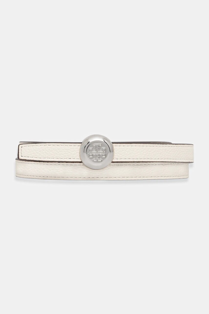 Kožený opasok Tory Burch Romy Reversible biela farba, 175052-100