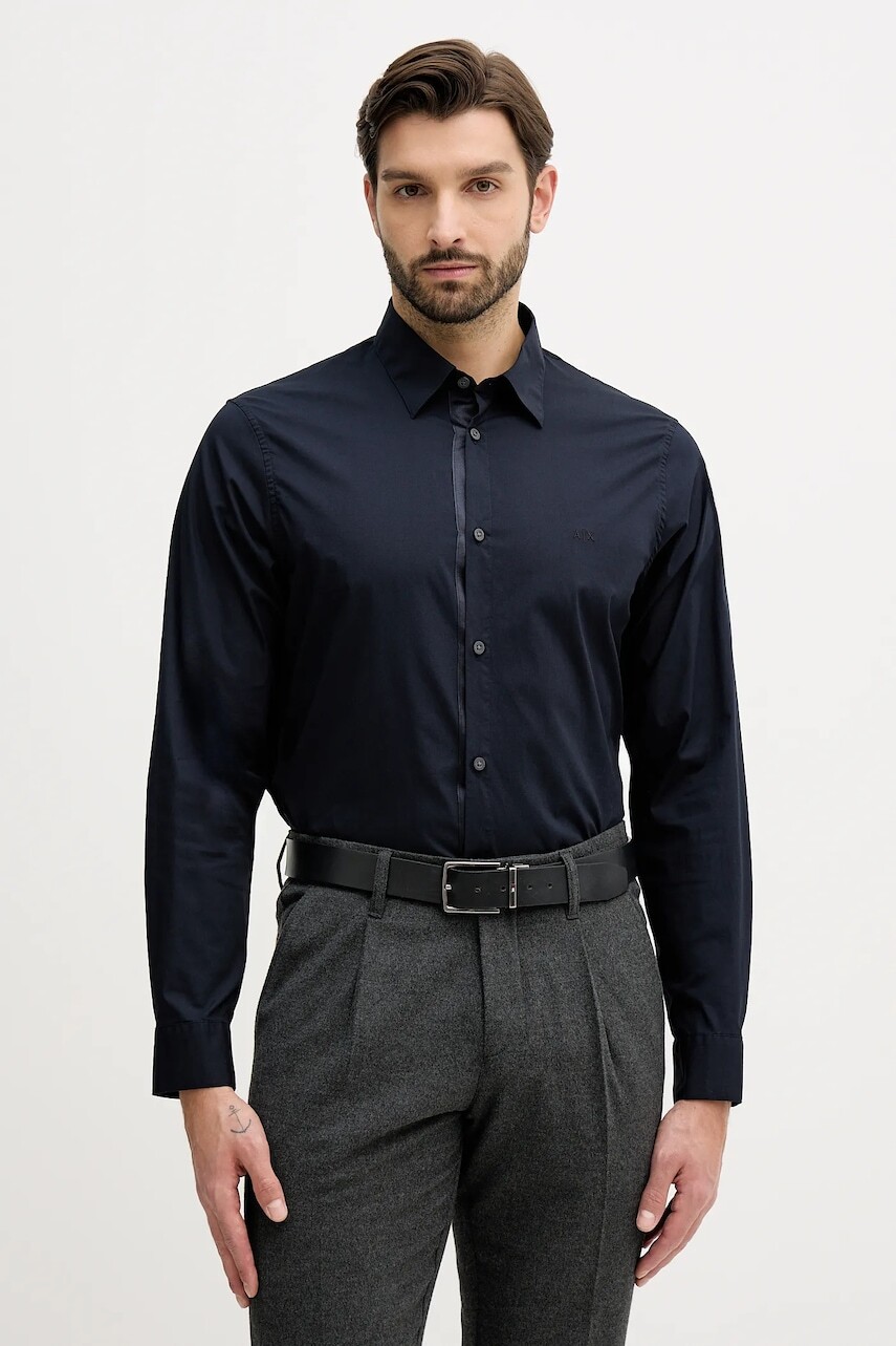 Košeľa Armani Exchange tmavomodrá farba, regular, s klasickým golierom, XM001500 AF16676