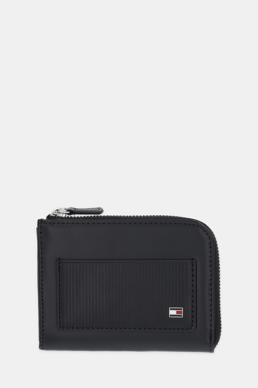 Kožená peňaženka Tommy Hilfiger čierna farba, AM0AM13960