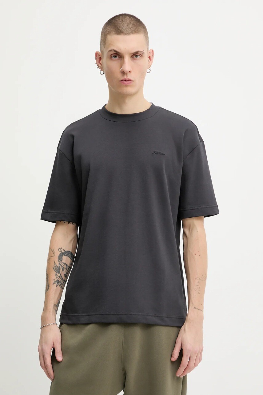 Tričko Hollister Co. pánske, šedá farba, jednofarebné, KI323-5410-900