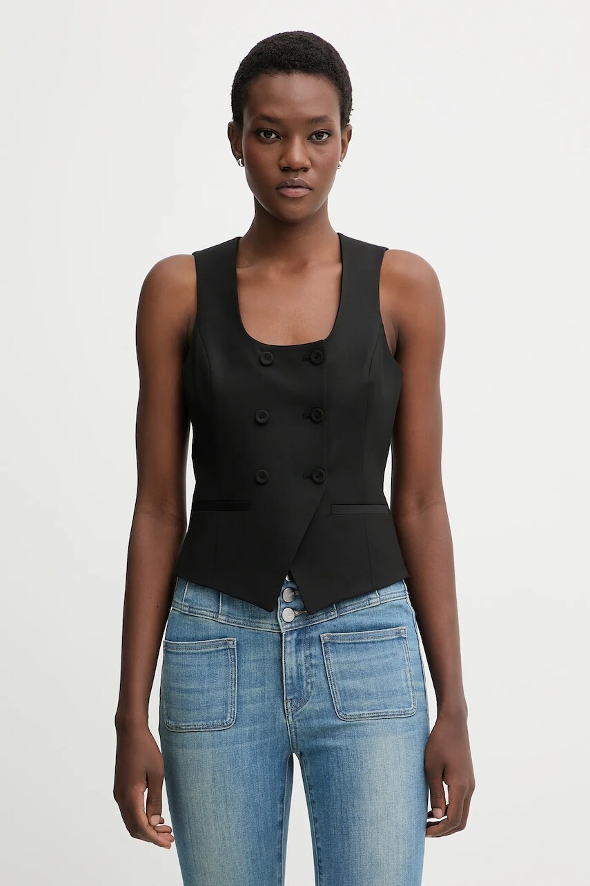 Vesta s prímesou vlny Blugirl Blumarine čierna farba, dvojradová, RF5265.T207A