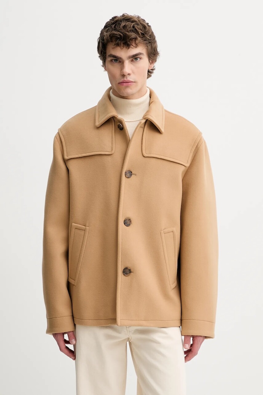 Bunda s prímesou vlny Filippa K béžová farba, prechodná, 31916