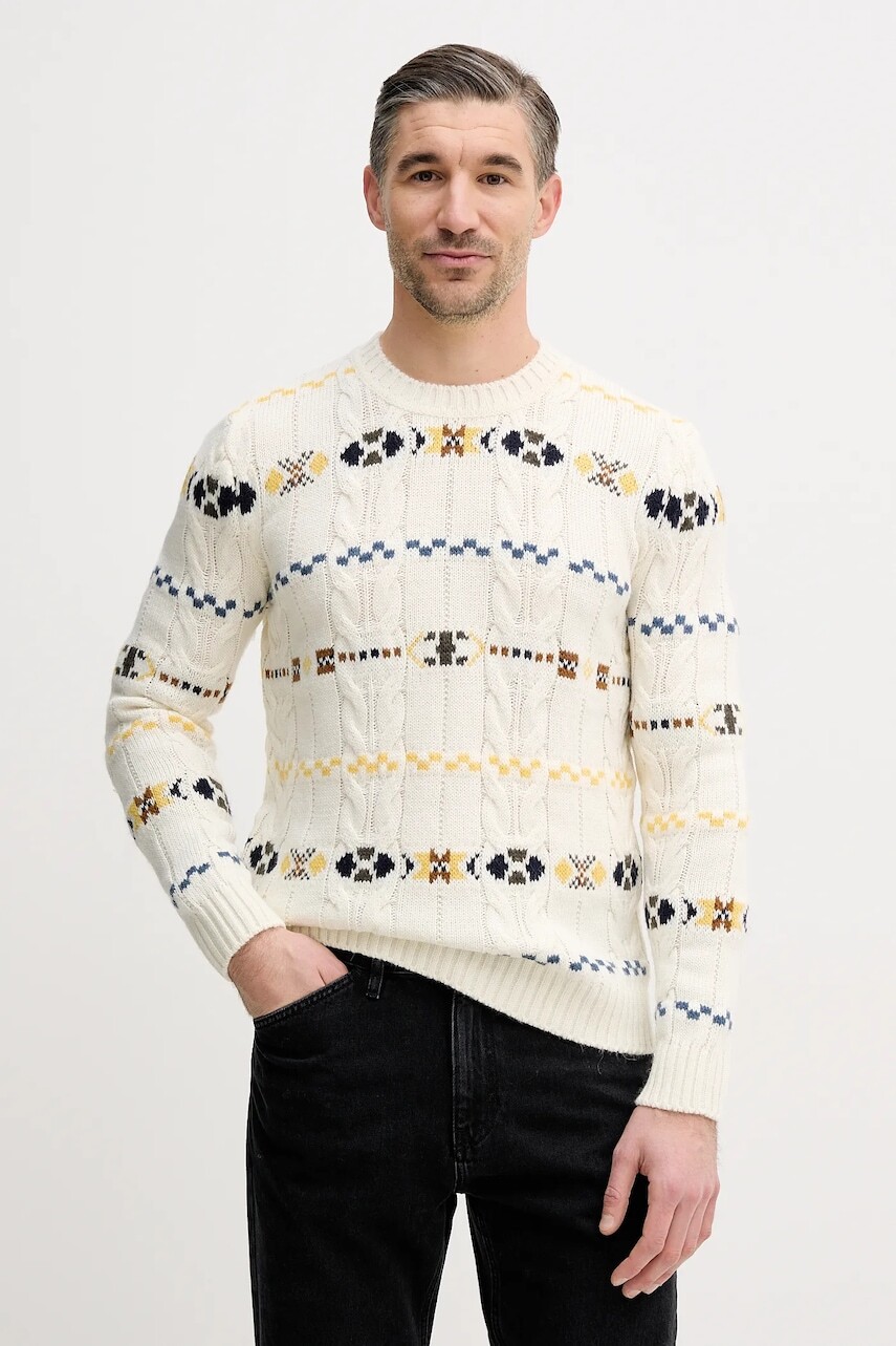 Sveter s prímesou vlny United Colors of Benetton béžová farba, hrejivý, 13N7K10AW