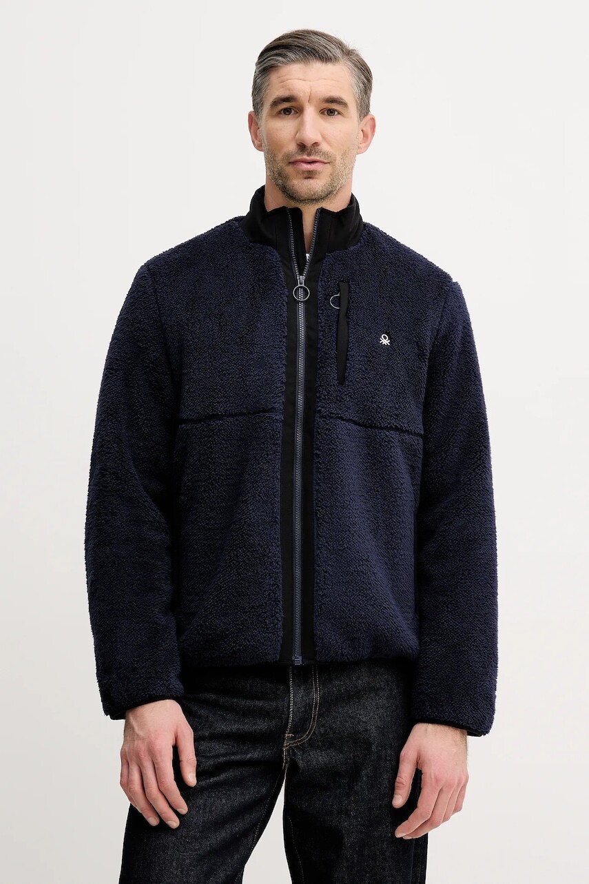 Bunda United Colors of Benetton tmavomodrá farba, prechodná, 2LNEUN06Y