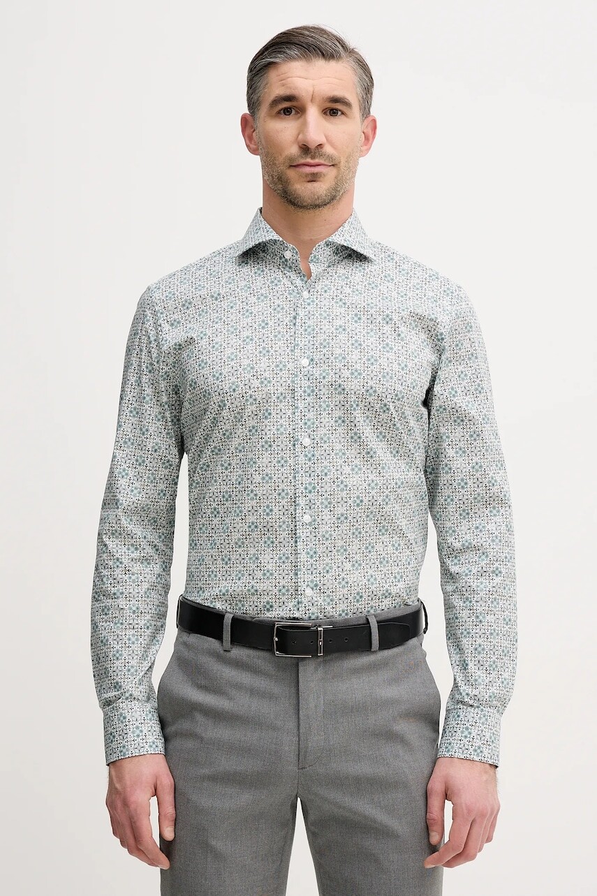 Košeľa Joop! zelená farba, slim, s talianskym golierom, 30101723