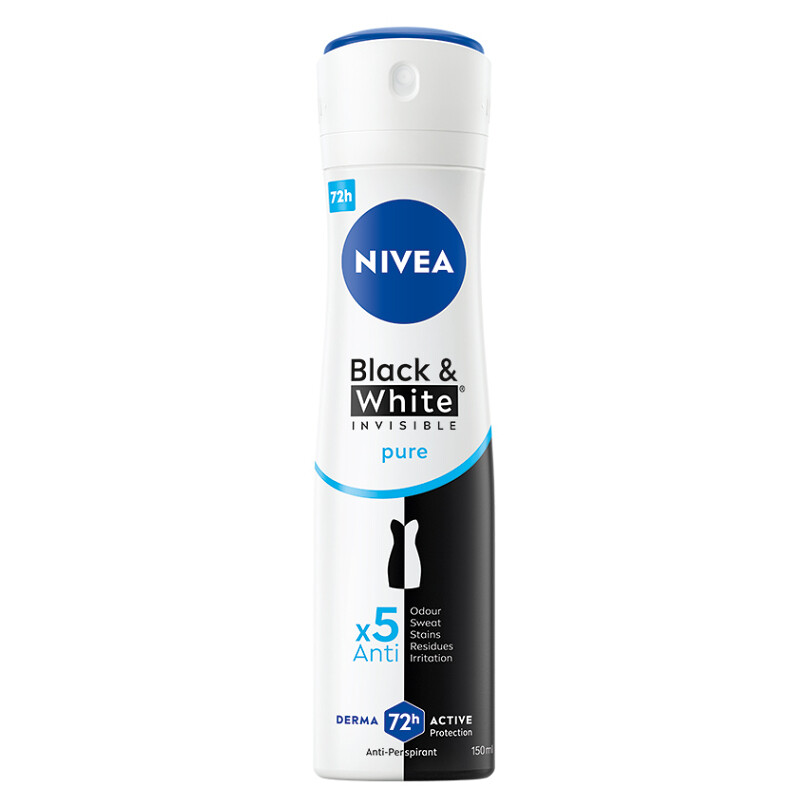 NIVEA Sprej antiperspirant Invisible for Black & White Pure 150 ml