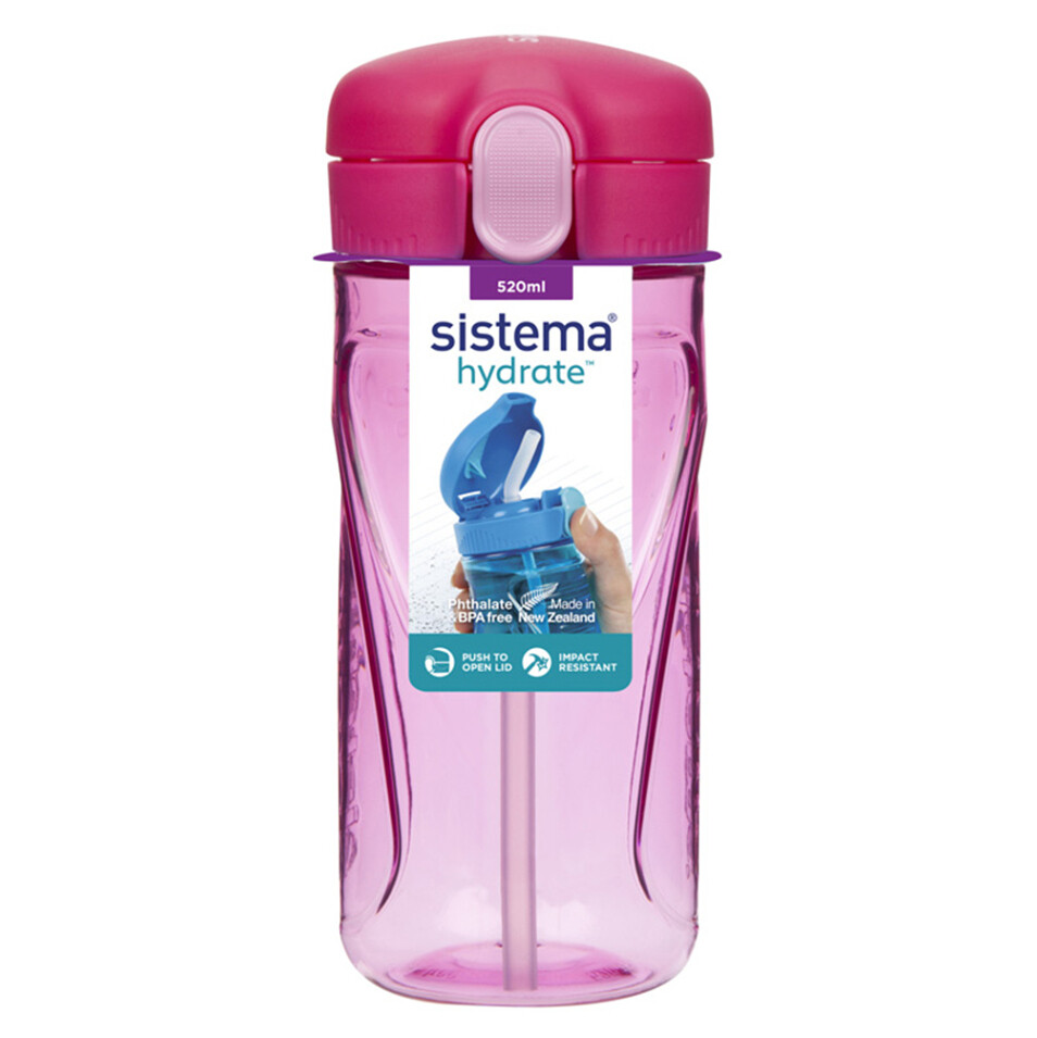 SISTEMA Fľaša Quick Flip Top so slamkou ružová 520 ml