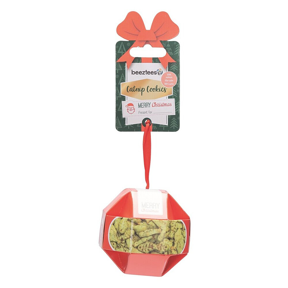 BEEZTEES Xmas ball maškrty pre mačky catnip losos 8,5 x 8 cm