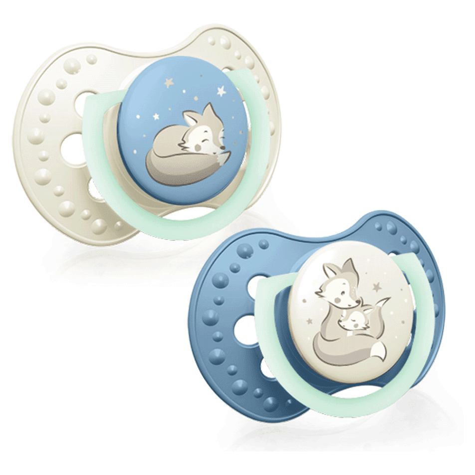 LOVI Cumlík silikónový dynamický night&day chlapec 6-18m 2 kusy