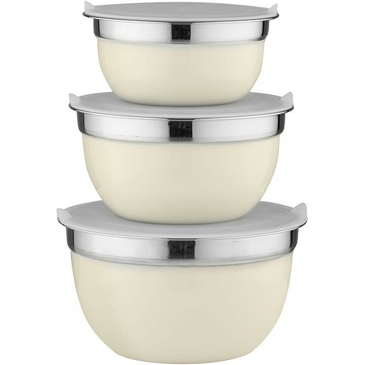 Florina Súprava 3 nehrdz. misiek s vekami, krémová