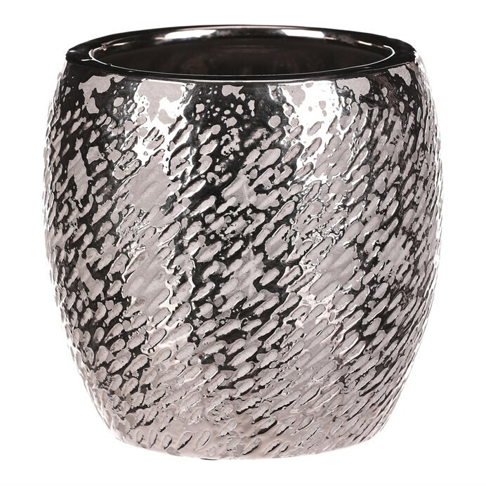 Keramický obal na kvetináč Silver pr. 17cm, strieborná