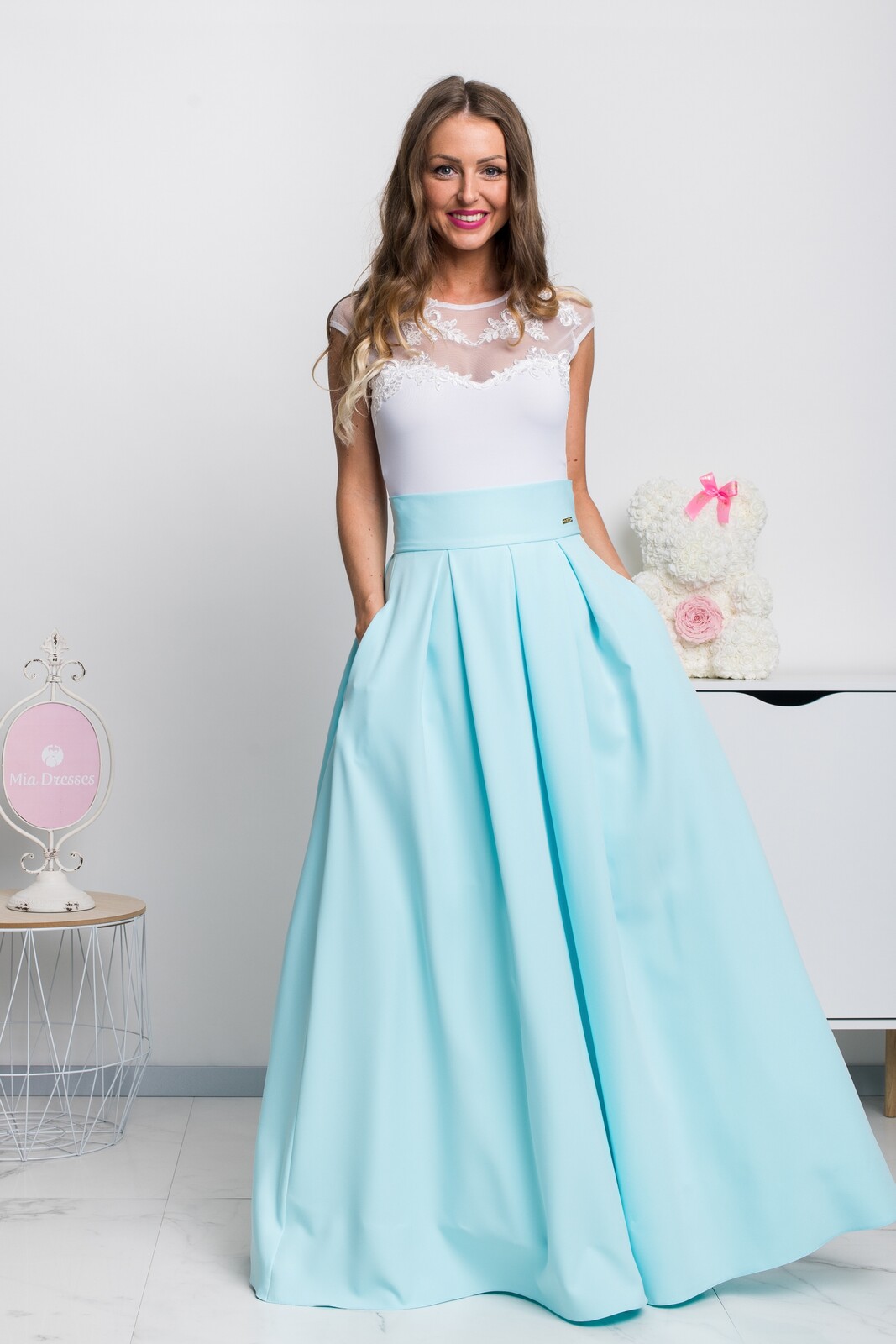 Parisse Svetlomodrá dlhá sukňa Veľkosť: XS