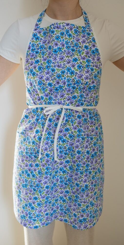 Polášek Bavlnená zástera Kvietky - Modrá