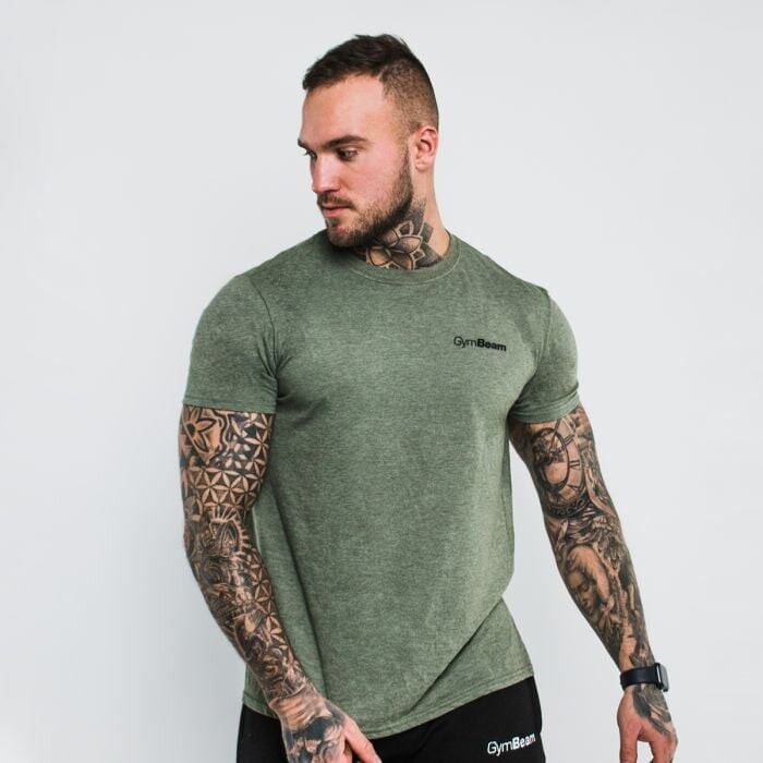 GymBeam Tričko Basic Heather Military  S