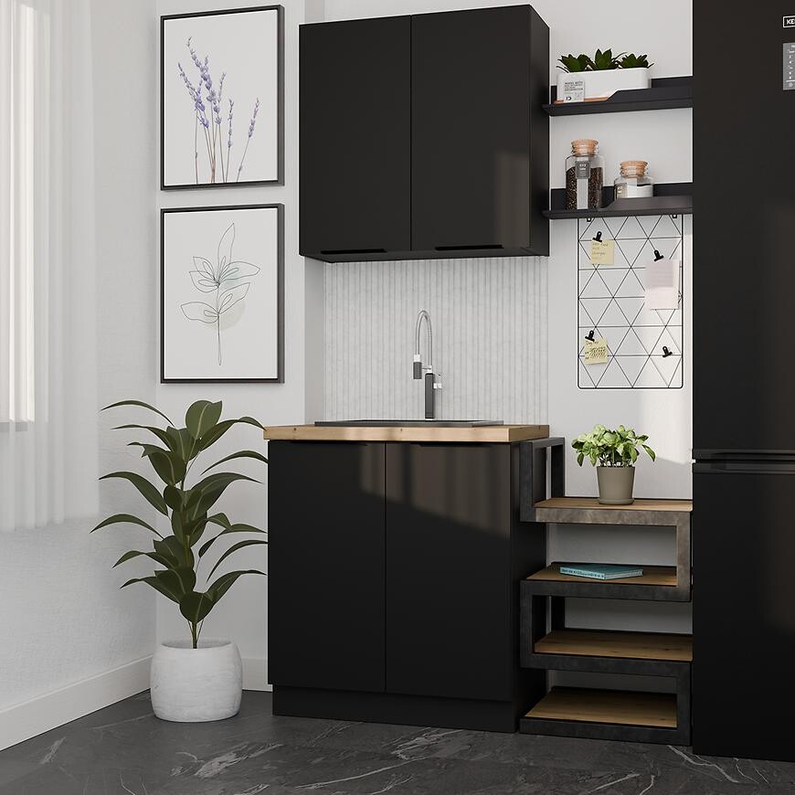 Kuchynská Linka Siena čierna matná 80 cm bez pracovnej dosky