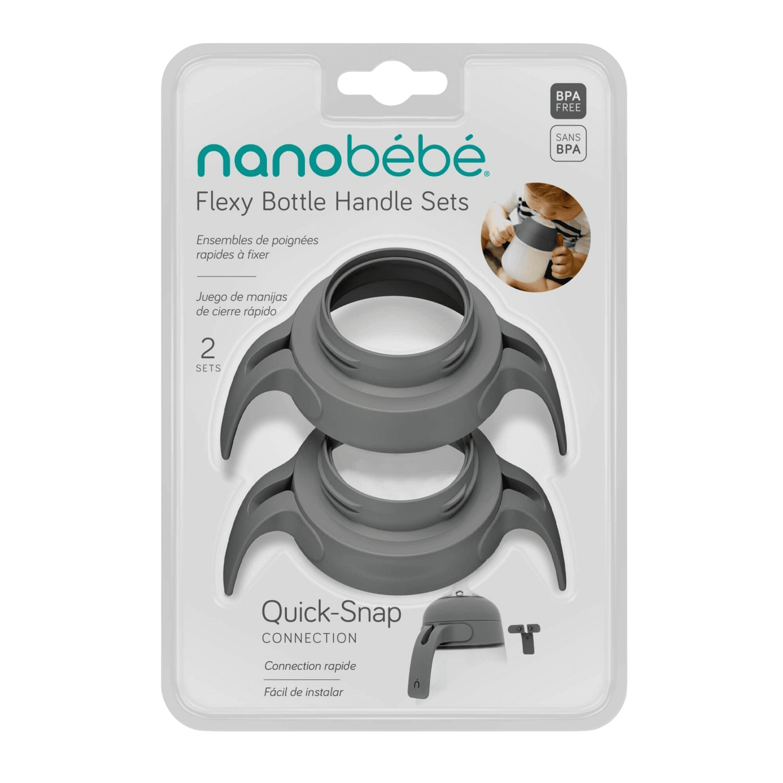 NANOBÉBÉ sada madel na láhve Flexy šedá 2 ks