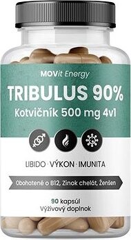 MOVit Energy Tribulus 90 % Kotvičník 500 mg 4 v 1, 90 kapsúl