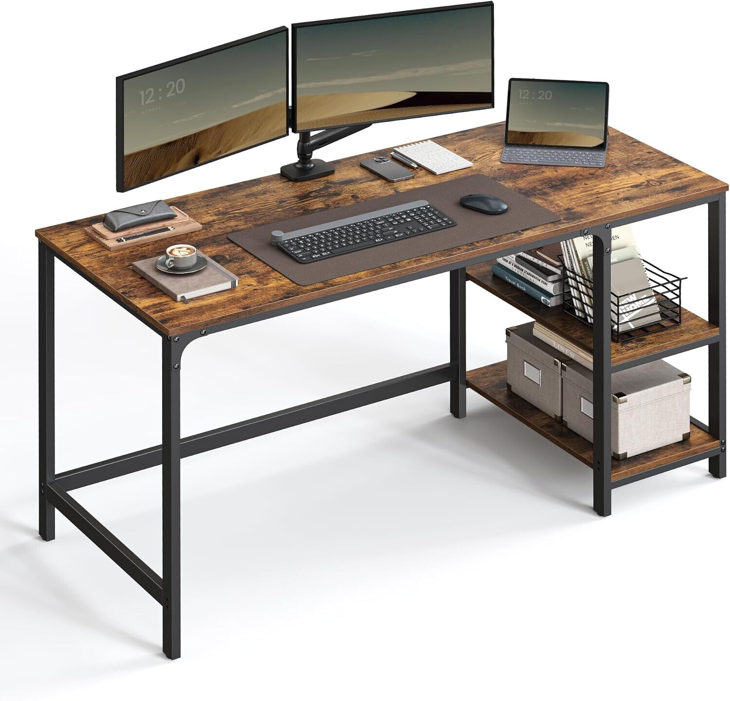 Psací stůl Vasagle Paul 140 cm hnědý/černý