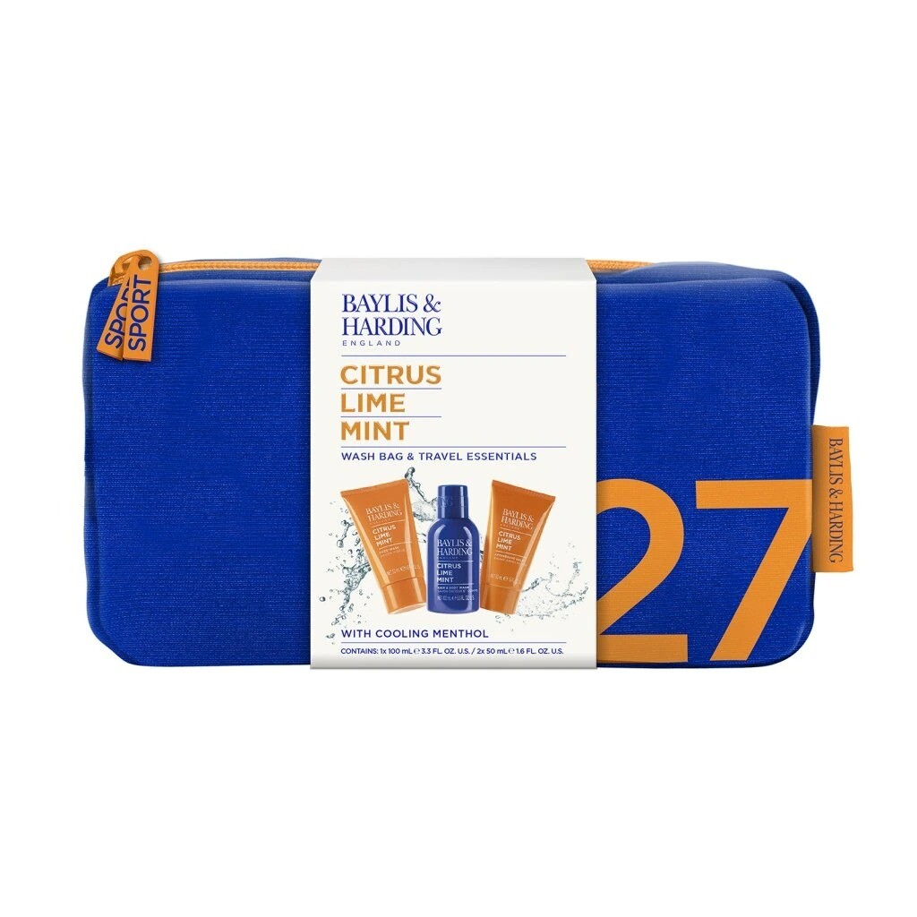 Darčeková sada starostlivosti o telo a pleť CITRUS, LIME & MINT - 3 kusy v kozmetickej taštičke - Baylis & Harding