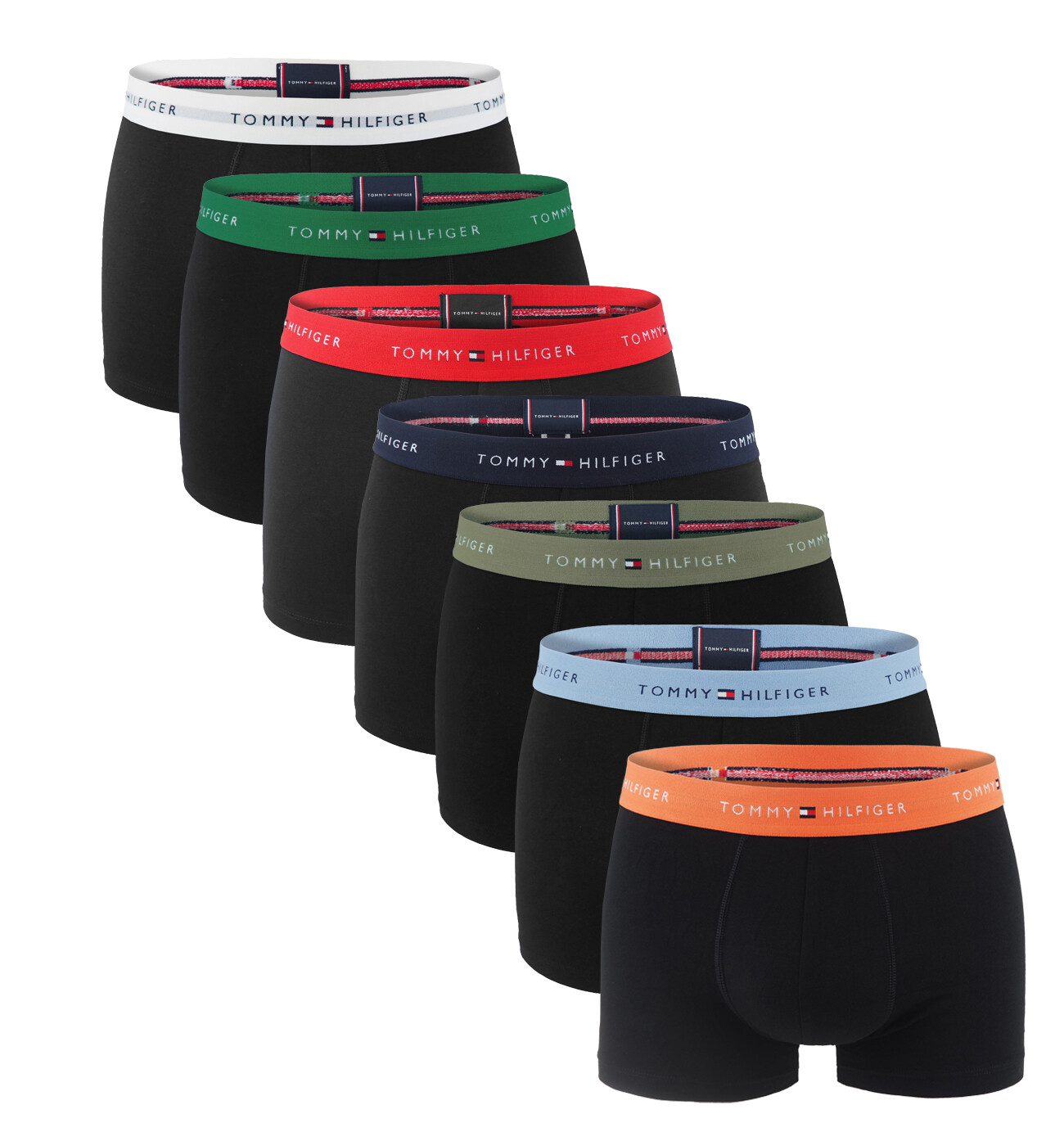 TOMMY HILFIGER - boxerky 7PACK eco friendly signature cotton essentials black / modern color mix waist